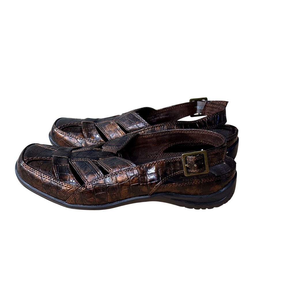 Easy Street Sling Back‎ Faux Leather Bronze Croc Shoes 7.5M